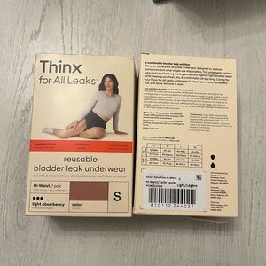 2 Thinx Leaks Underwear Reusable Leak, Hi-Waist, Light Flow, Rose Small